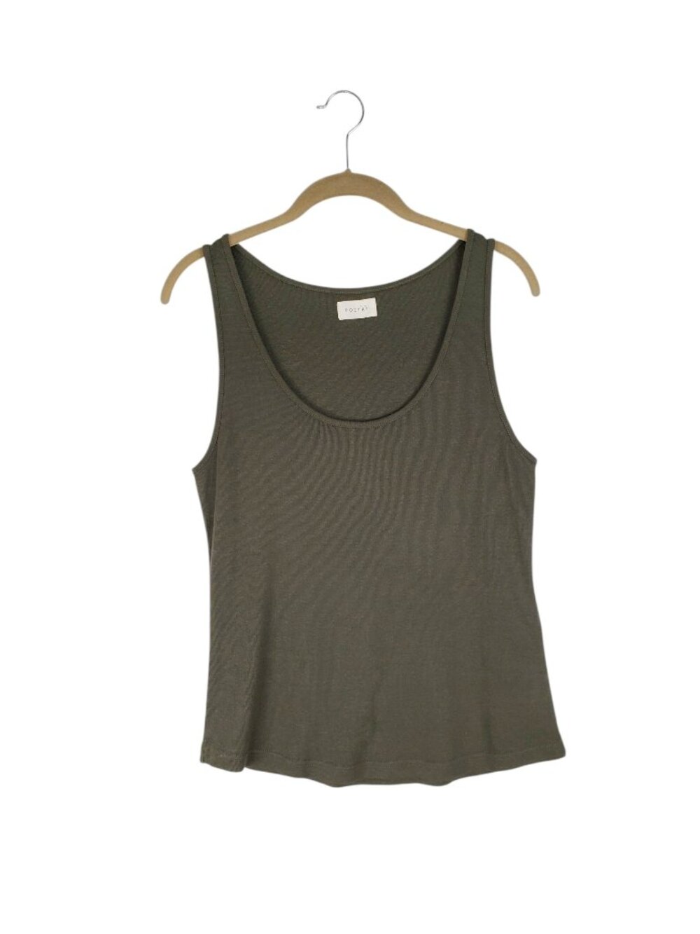 Poetry Tank Top Olive Green Hemp Organic Cotton Sleeveless Top US Womens 8